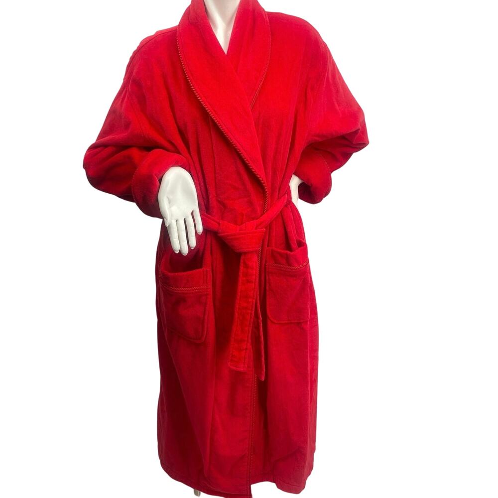 Intimate Essentials Luxurious 100% Cotton Red Robe Tie Belt Made in Turkey S Med